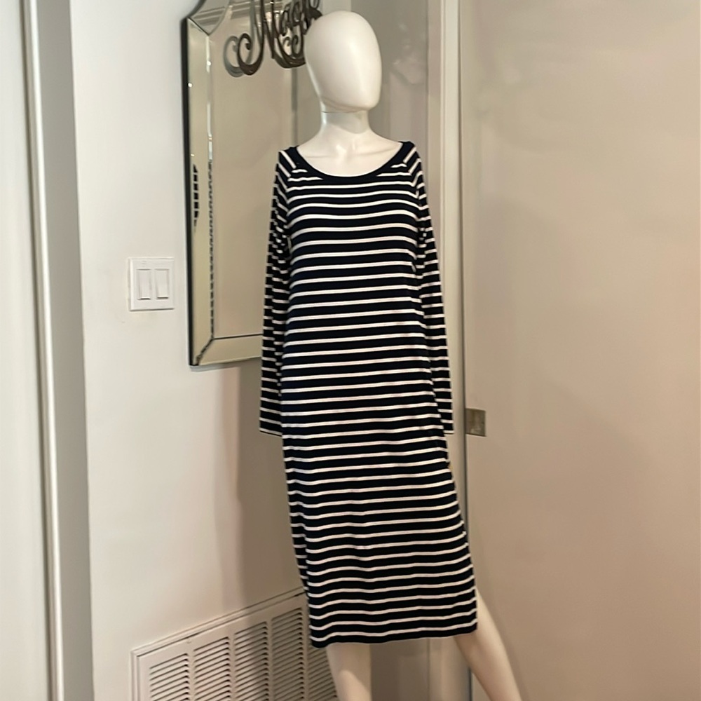 Lauren Ralph Pauren Striped Longsl Midi Dress Sz XS